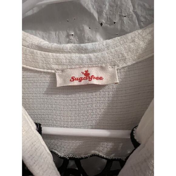 Sugarfree White Black Crochet Tiered Maxi Dress Size S Boho Cottagecore Prairie - Picture 5 of 9